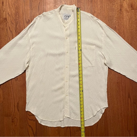 Cafe Styled in Italy ivory textured long sleeve button up shirt size L - Picture 14 of 16